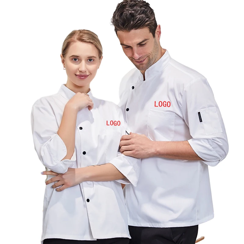 Seven minute sleeve wholesale chef uniform restaurant kitchen breathable shirt chef overalls (1600257986565)