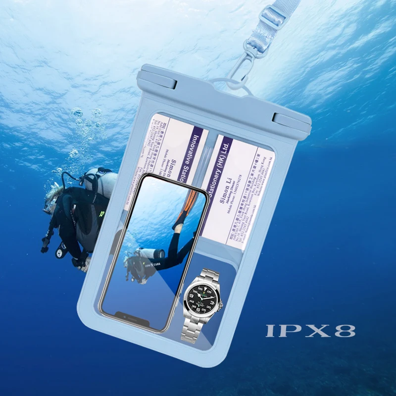Free Sample IPX8 Swimming Waterproof Cell Phone Bag Cases Underwater Mobile Phone Pouch Dry Bag Cover