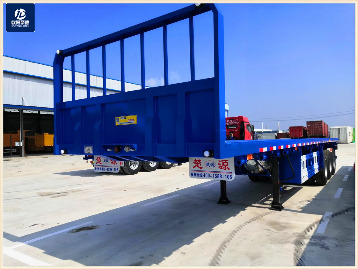 OYJD Trailers arrival sky blue  flatbed semitrailer use containers fertilizer cement grain transport with 8 twist locks for sale