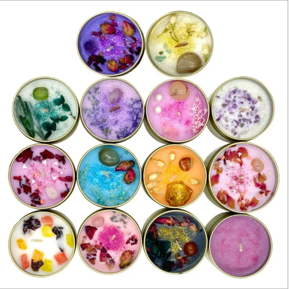 Scented Candles Aromatherapy Relaxation Soy Wax Candles  Custom Private Label Luxury Natural Crystal I Scented Soy Candle