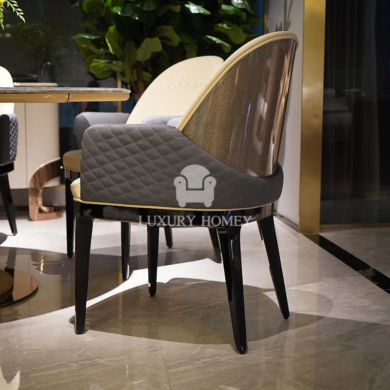 Italian new arrivals luxury high end dining table with 6 seater wooden rectangle shape dining room furniture set