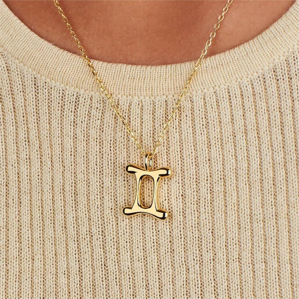 Fashionable Simple Style Horoscope Pendant Stainless Steel Necklace Zodiac Jewelry Birthday Gifts for Women