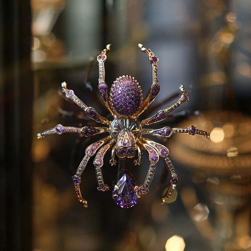 XILIANGFEIZI Purple Diamond Spider Brooch Luxury High Quality Jewelry Original Design Private Customization