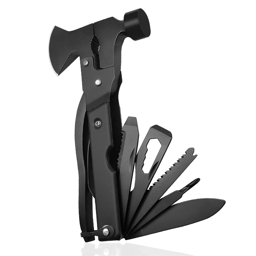 black color special design multifunction hammer multi-tool camping gadgets outdoor tools with aluminum handle