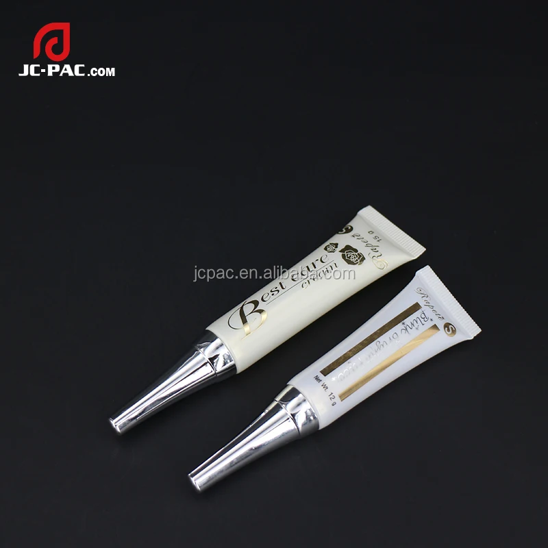 15g белый маленький пластиковый косметический крем трубка с длинным колпачком сопла