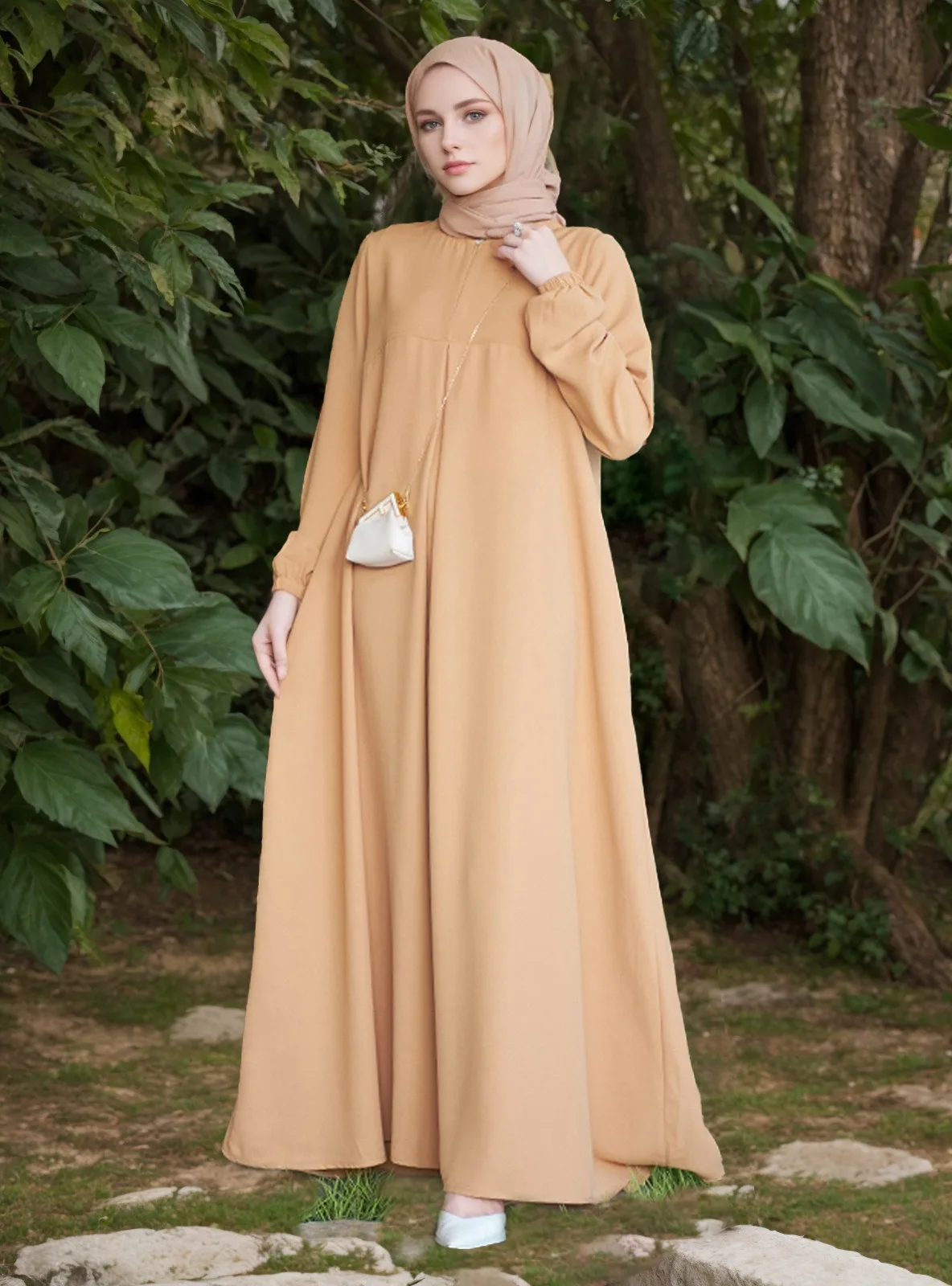 Islamic Ethnic Clothing Ladies Muslim Kaftan Dresses Robe Modest Arab Turkish Long Sleeve Plus Size Abaya For Women S0163