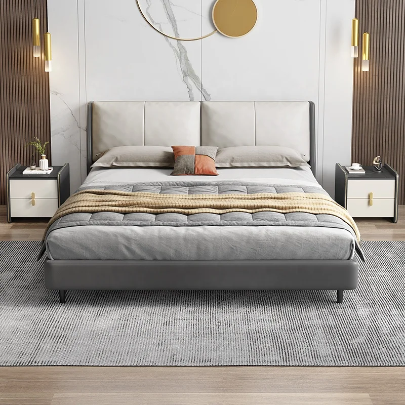 Light luxury rock plate countertop storage bedside table with double drawer