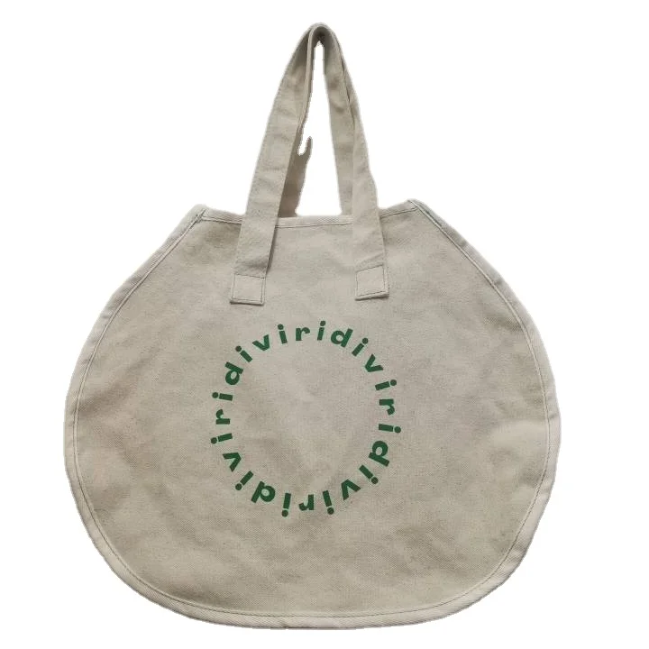 Amazon Eco friendly Around shape custom design cotton Tote shopping bag