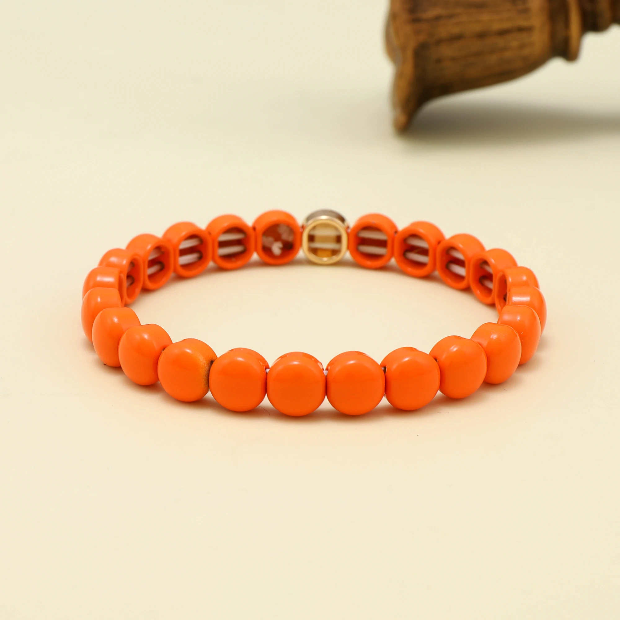 Colorful Candy Round Shaped Elastic Tile Bracelet Jewelry for Women Birthday Gifts for My Girlfriend