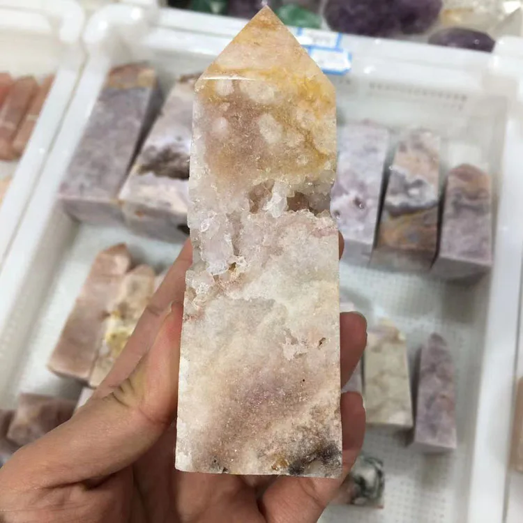 Natural Pink Amethyst Wands Towers Crystal Point For Feng Shui