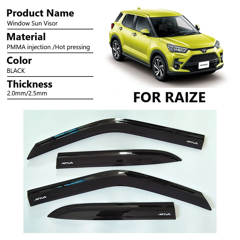 Factory Direct High Quality Auto Window Visor Deflector Car Rain Sun Visor for Toyota Raize Accessories