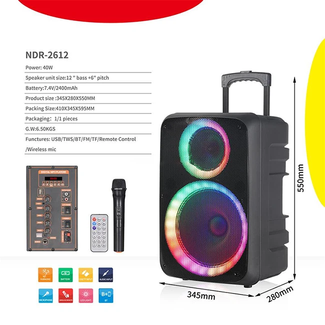 Chinese Manufacturer Cheap Price Stage Professional  Wireless Speaker Portable Trolley Speaker Audio System Sound