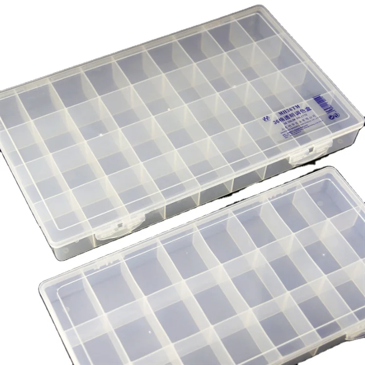 Plastic watercolor electrical meter box decorative painting with 32 wells, flip folding square mix palette with soft lid