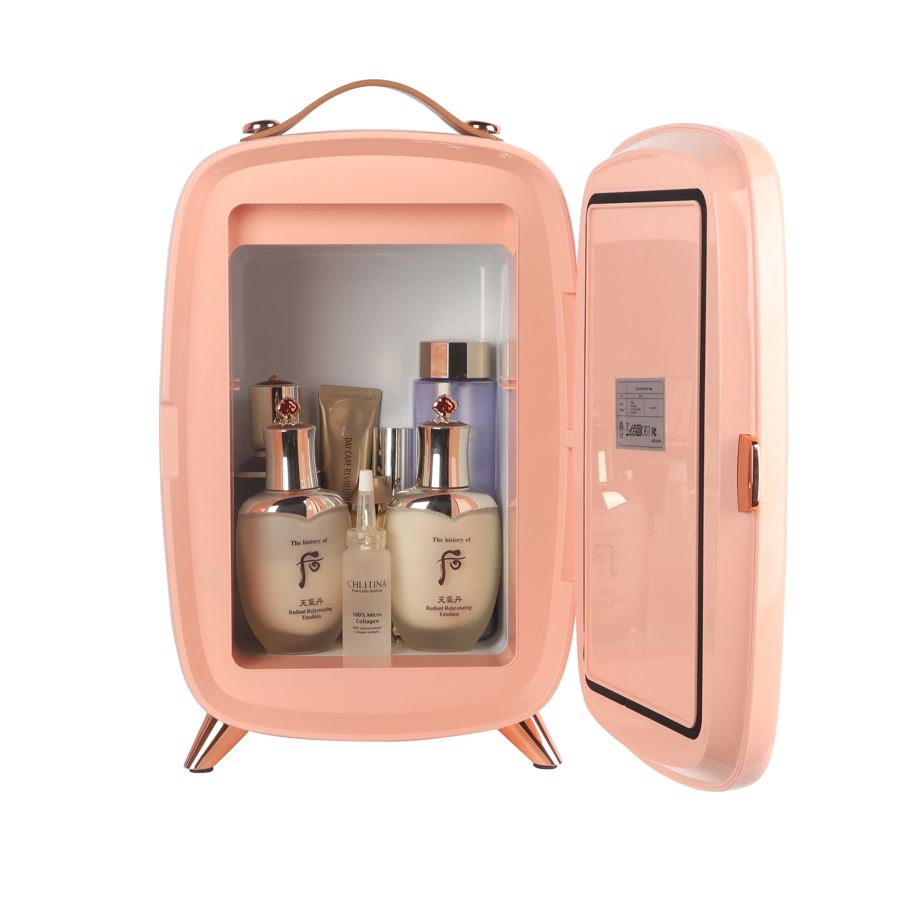 Wholesale OEM Home Use Electric Glass LED Light Door 6L Cosmetic Skincare Refrigerator Mini Fridge with Mirror