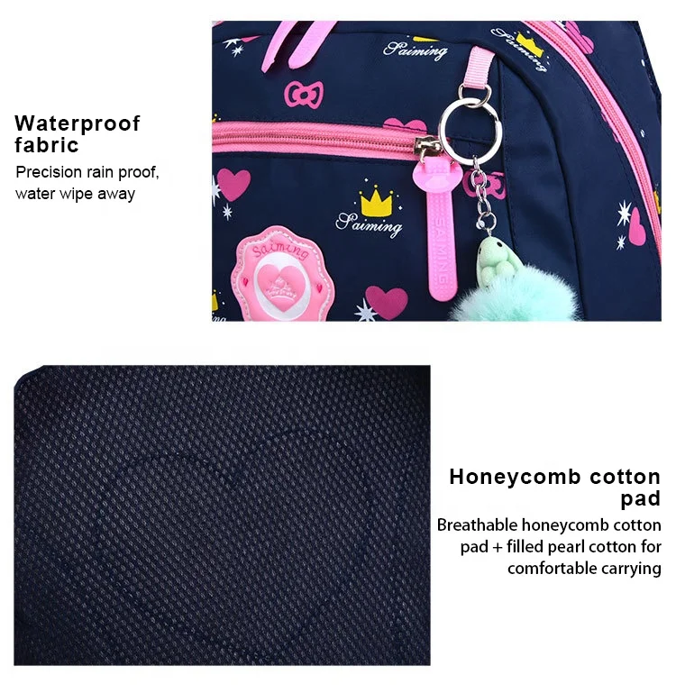 School Bag Set Student Backpack For Kids Cartoon Girls 3 Pcs Large Girl 3Pcs Pencil Pouch Sets Students Pack Kid