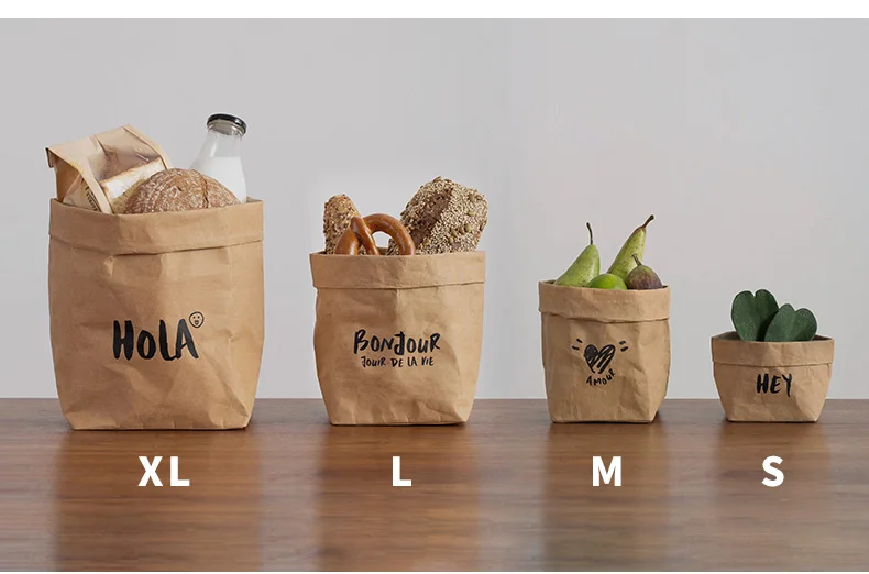 Waterproof Kraft paper bag washable kitchen refrigerator food storage bag flower pot waterproof