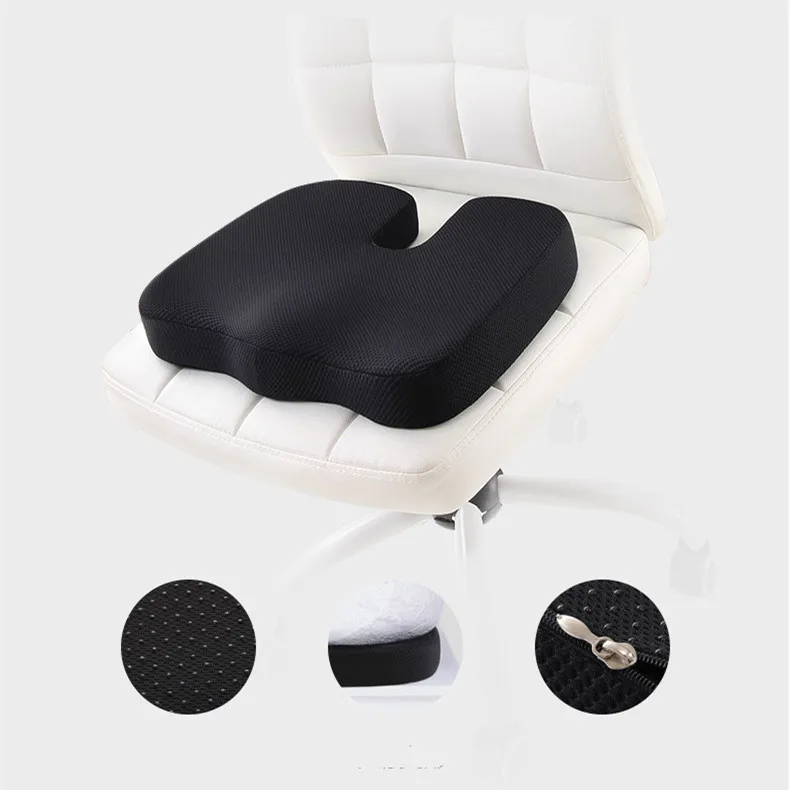 Wholesale Adjustable Strap 3D Washable Non-Slip Orthopedic Gel Cover Foam Coccyx Seat Chair Cushion