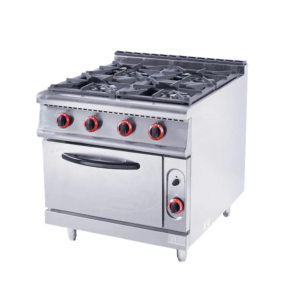 4 Burner Gas Cooker With Gas Oven Free Stand Gas Stove Industrial Kitchen Equipments