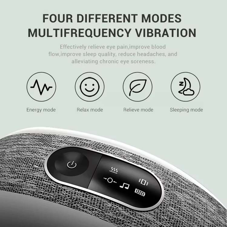 Wholesale rechargeable foldable beauty eye and head massager with heat compression vibration music function