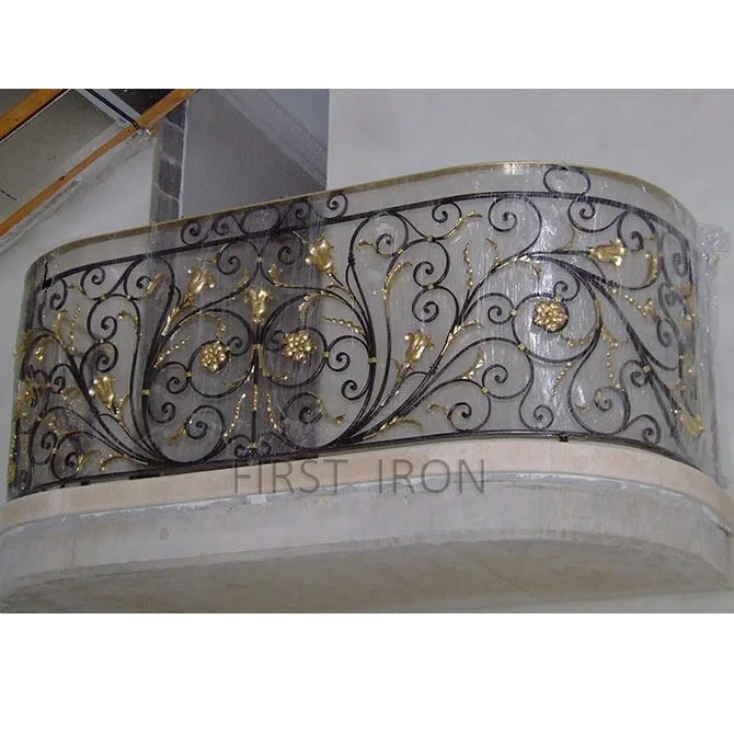 Hot sale black metal railings wrought iron juliet balcony railings designs