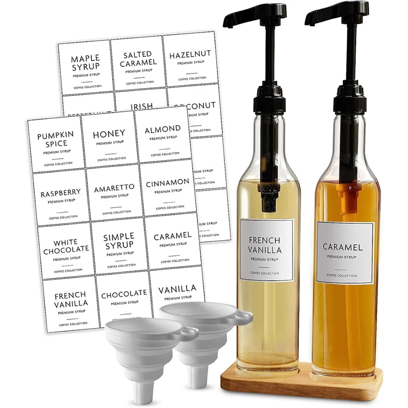 500Ml Glass Syrup Bottle Coffee Pump Dispenser Coffee Syrup Dispenser With Pumps
