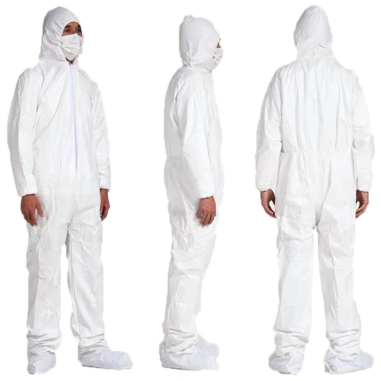 Type 5/6B Disposable 55g Microporous Waterproof Chemical Coverall with boot cover