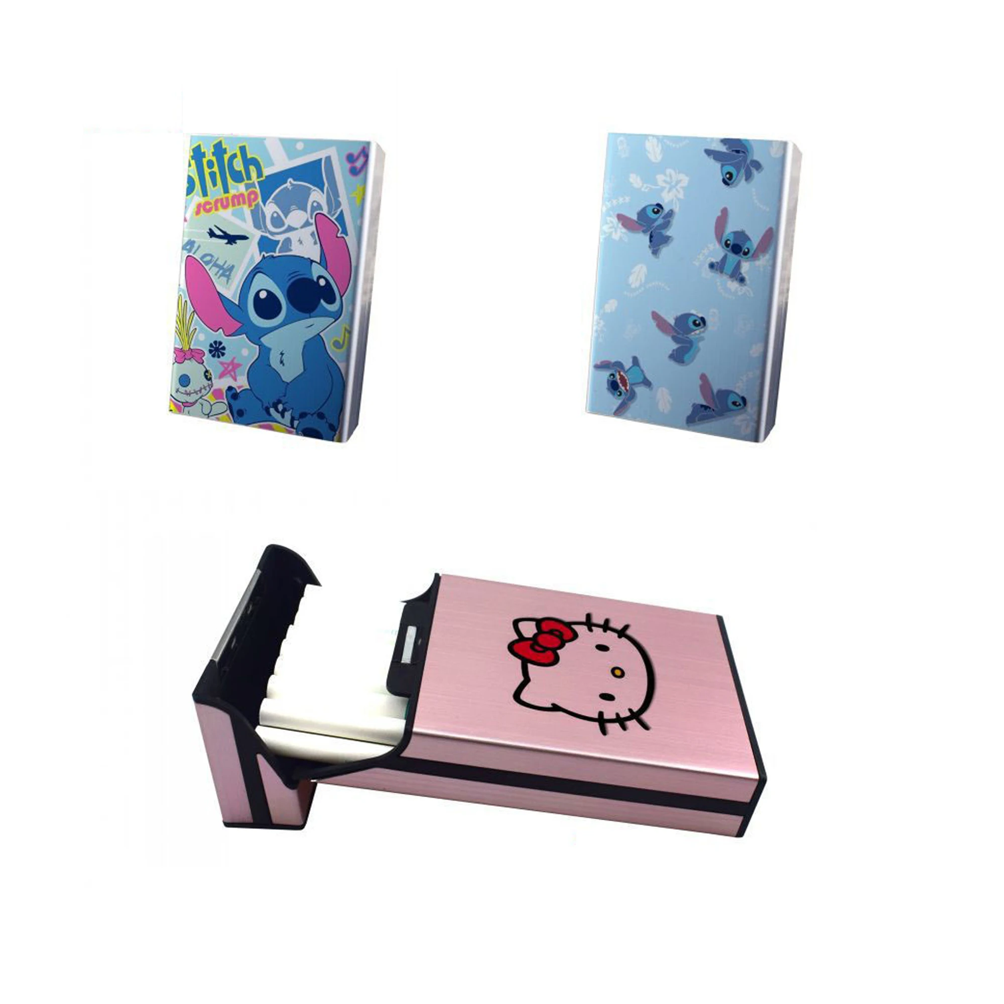 Stitch cartoon customizable Patterns Aluminum cigarette case water resistant cigar-boxes