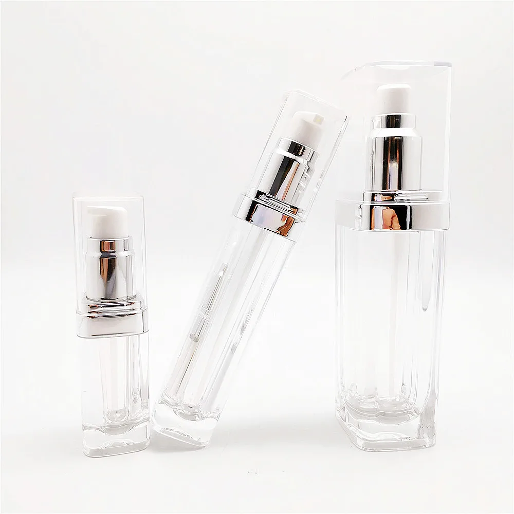 empty clear square luxury 4 oz cosmetic plastic body lotion pump bottle for Cream Packaging