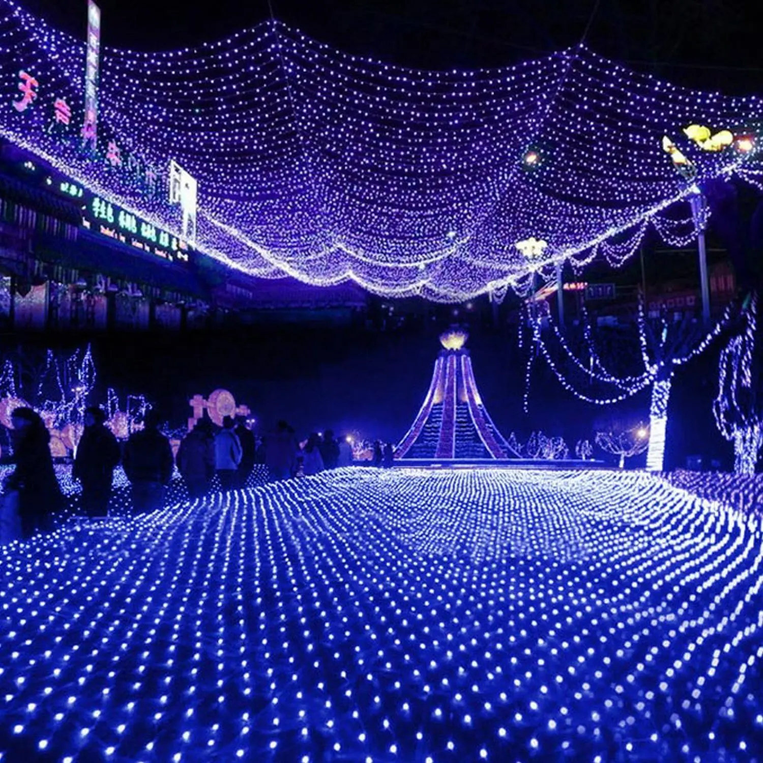 LED Outdoor Waterproof Fish & Wedding Arrangement Net 220V/110V IP65 Christmas Lights in Blue Purple & Cold White Style Tree