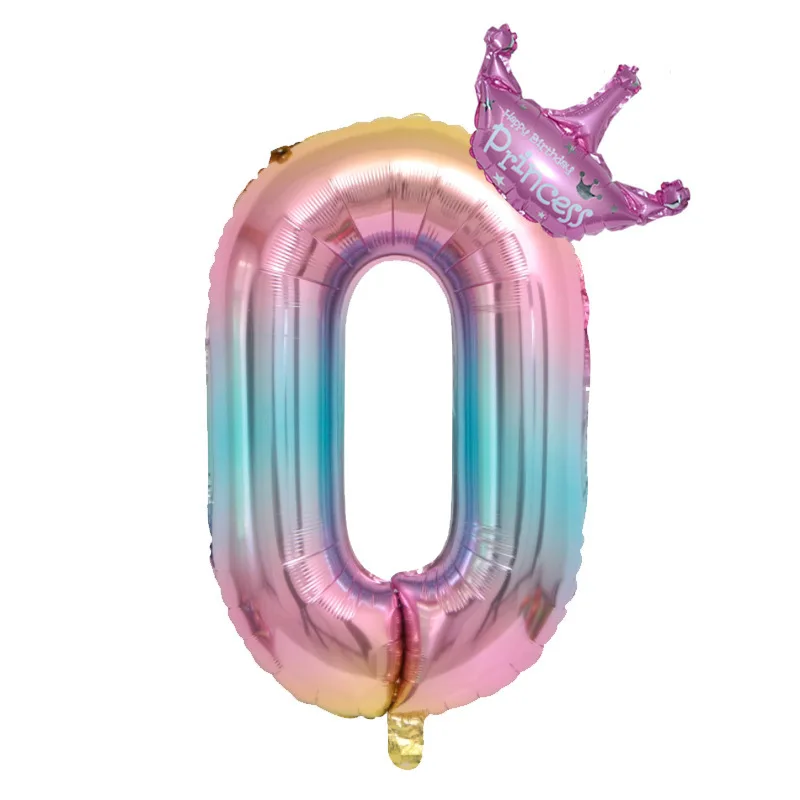 Birthday balloons 1st birthday ballon crown balloon foil number 32inch rose gold foil balon happy birthday decor kids girls