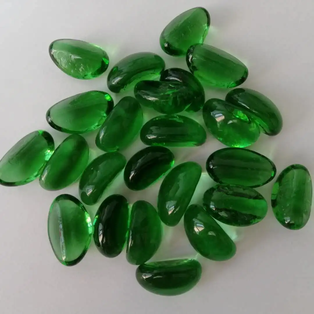 Aqua Blue Frosted Cashew Glass Pebble for Fish Tank Decoration