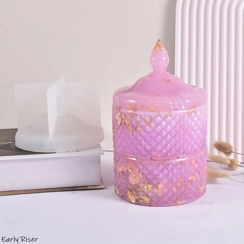 Early Riser DIY Art Craft Candy Container Silicone Pyramid Jewelry Storage Jar Storage Epoxy Resin Casting Molds Box Resin Molds
