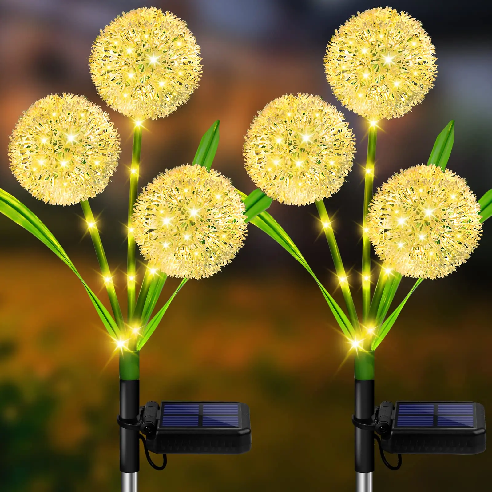 HSX Amazon OEM Solar Outdoor Lights Decorative IP65 Waterproof Solar dandelion flowers with 2 Modes for solar Garden Lights