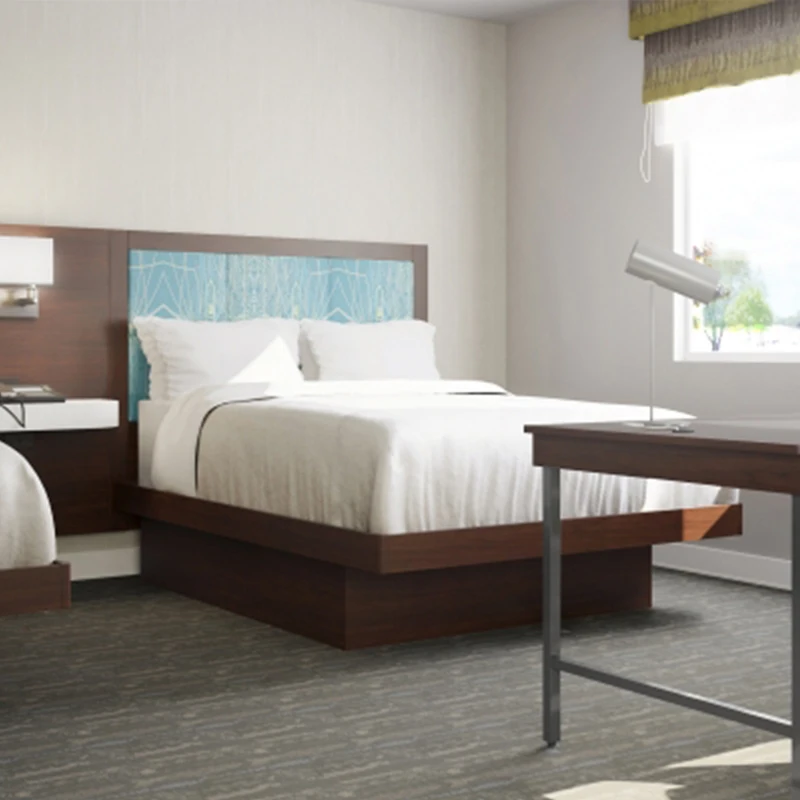 Custom Solid Wood Hotel Bedroom Furniture Set Modern Apartment Room Design Wood Furniture Bedroom Set