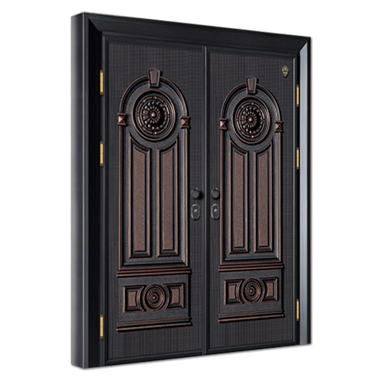 Exterior front entry shellproof metal doors design house villa outdoor bulletproof double steel armored door