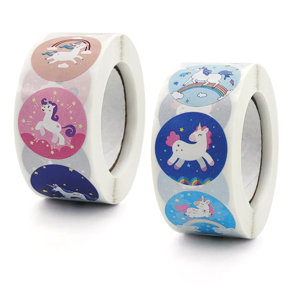 1 дюйм. Наклейки на заказ, милые детские наклейки с мультяшным единорогом, клейкие наклейки с животными