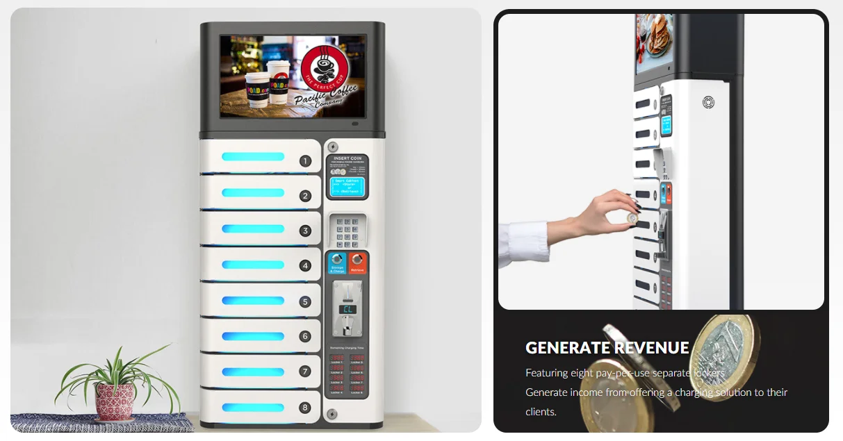 Y2power ADE Fast charging 8 Bay Coin operated Mobile Charging Locker PL-SC08-Y2 Phone charging cabinet