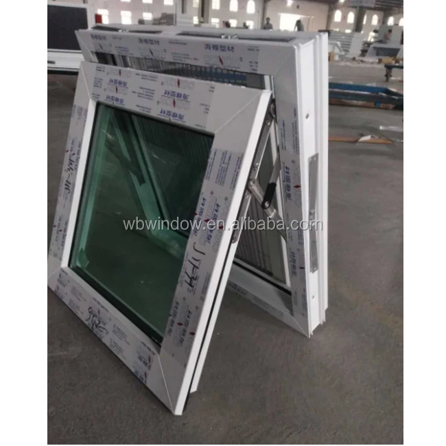 Small size tempered glass exterior bathroom PVC top hung awning window