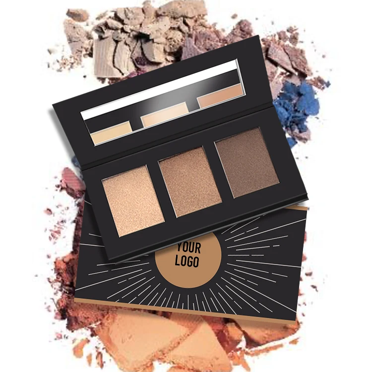 Factory Direct Sales Hot Three-Color Eyeshadow Palette with Glitter Trim Pearl Matte Dry Eye Shadow Type for Europe and the US