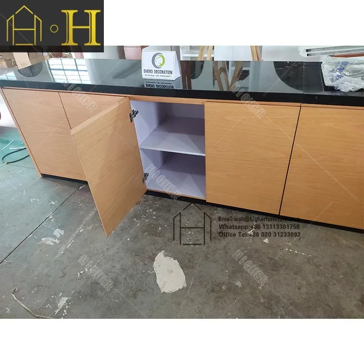 Custom Coffee Store Display Counter Design Restaurant Bar Front Desk Counter Wood Cafe Counter Desk Wooden Display Cabinet