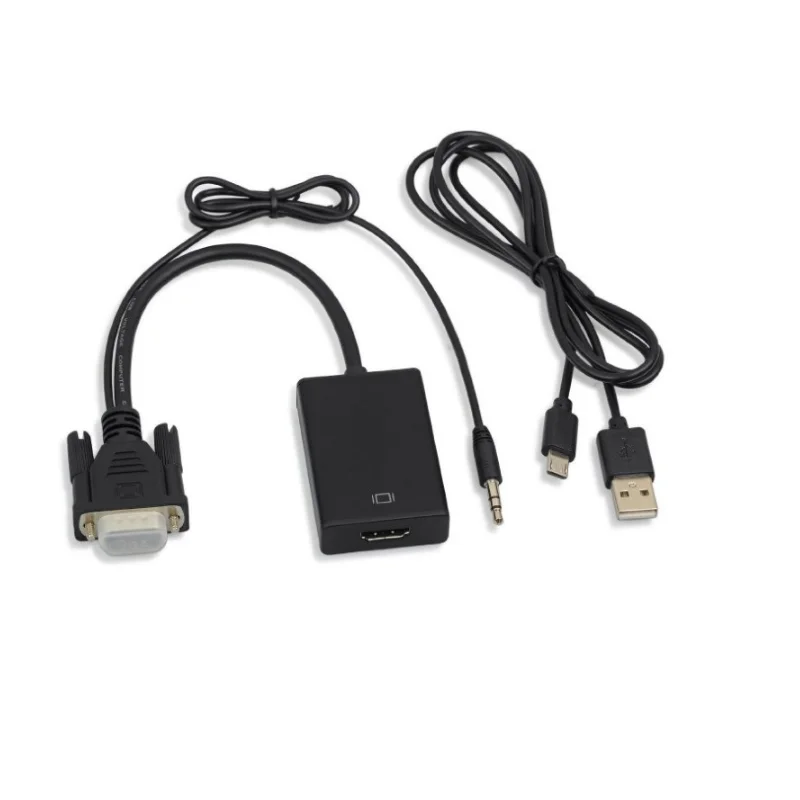 Full HD 1080P  With Audio Cable  VGA Male To HDTV Female Cable VGA to HDTV Converter For PC TV Box
