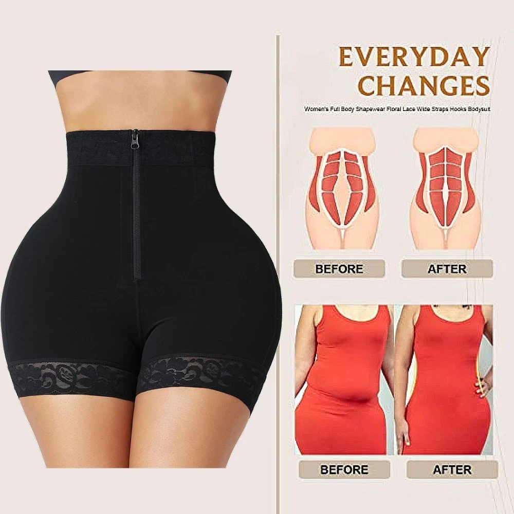 HEXIN Custom Logo Zipper Women Slimming Full Body Shaper Tummy Waist Trainer Mid-Arm Shapers Underbust Postpartum Recovery Shapewear
