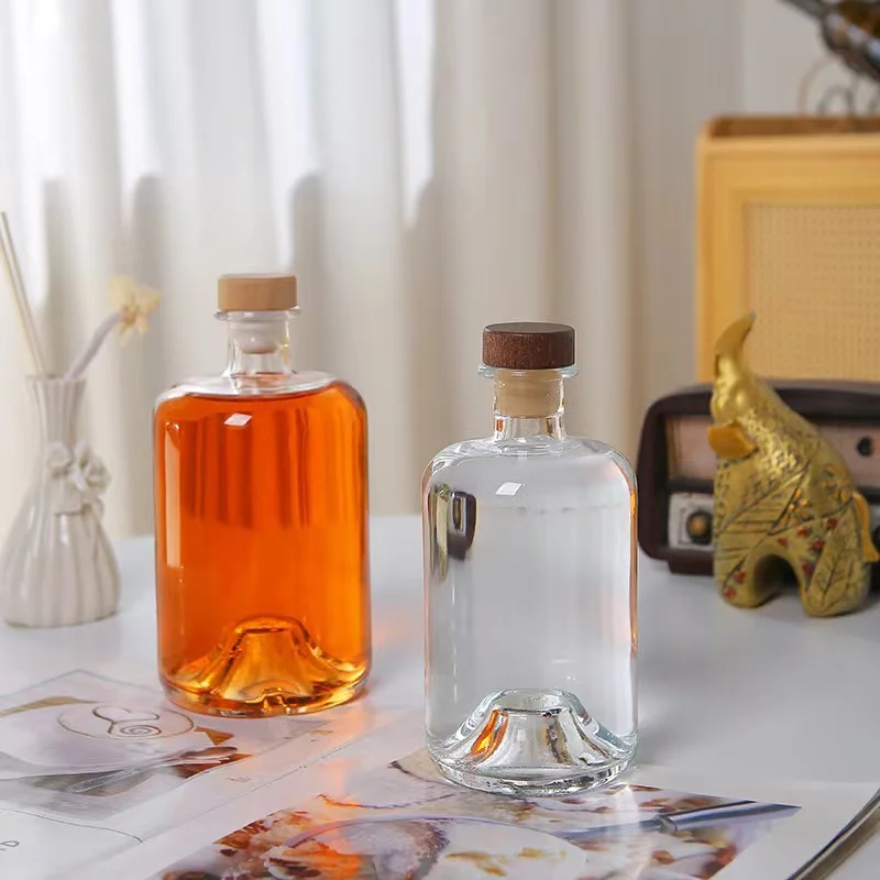 Liquor Vodka Tequila Bottle sealed Cork Cap 750ml Glass Bottle Wholesale Glass Juice Bottle