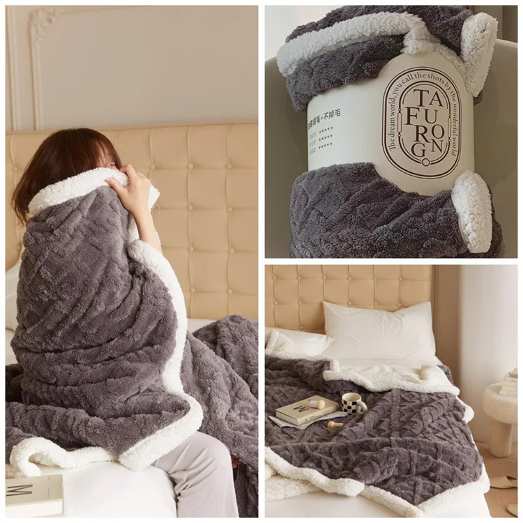 Factory Wholesale Couch Cover Blanket OEM jacquard woven wool sherpa blanket for home