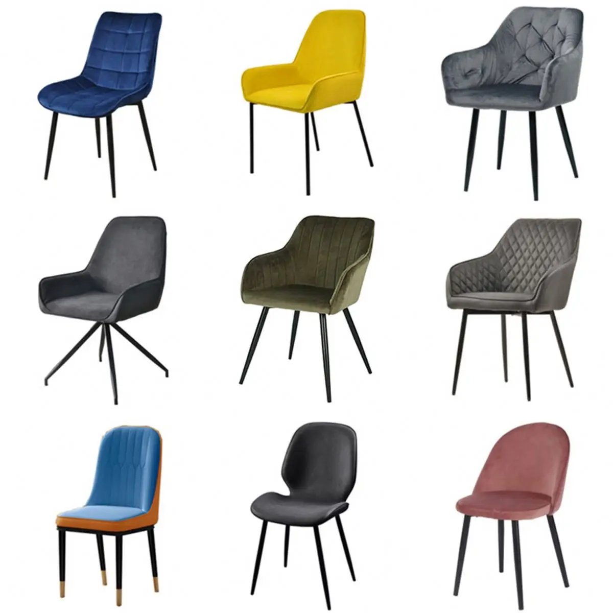 Wholesale Dining Chair free samples metal legs black gold Nordic velvet modern luxury dining chairs