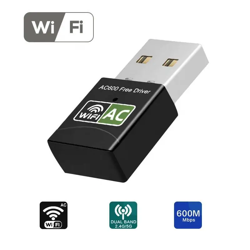 Original Factory Price Free Driver 600 Mbps WiFi Adapter Receiver Wireless USB Ac Dongle WiFi