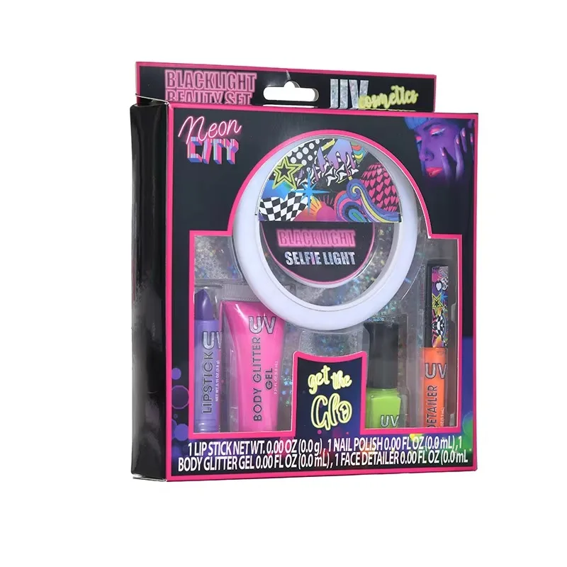 Kids Fluorescent Light Makeup Kit Makeup Set Toy Cosmetic Beauty Set For Kids Washable Real Makeup Girl Toy