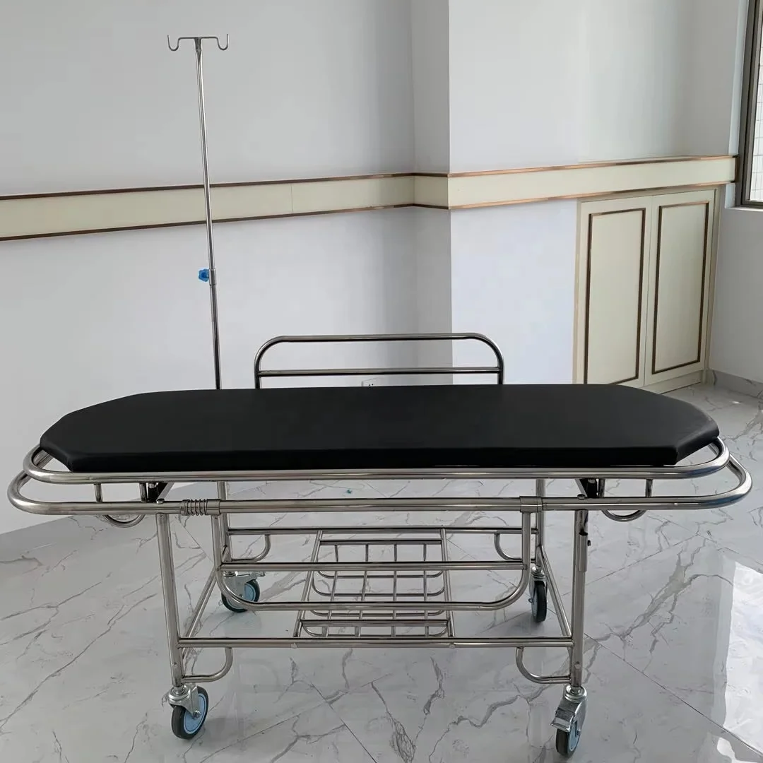 Hospital Furniture Stainless Steel Medical Emergency Ambulance Trolley Patient Transfer Stretcher Trolley