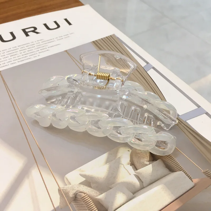 10CM Rainbow Hair Claw Clip Trendy Transparent Rainbow Color Claws Women Hair Accessory Plastic Hair Clips