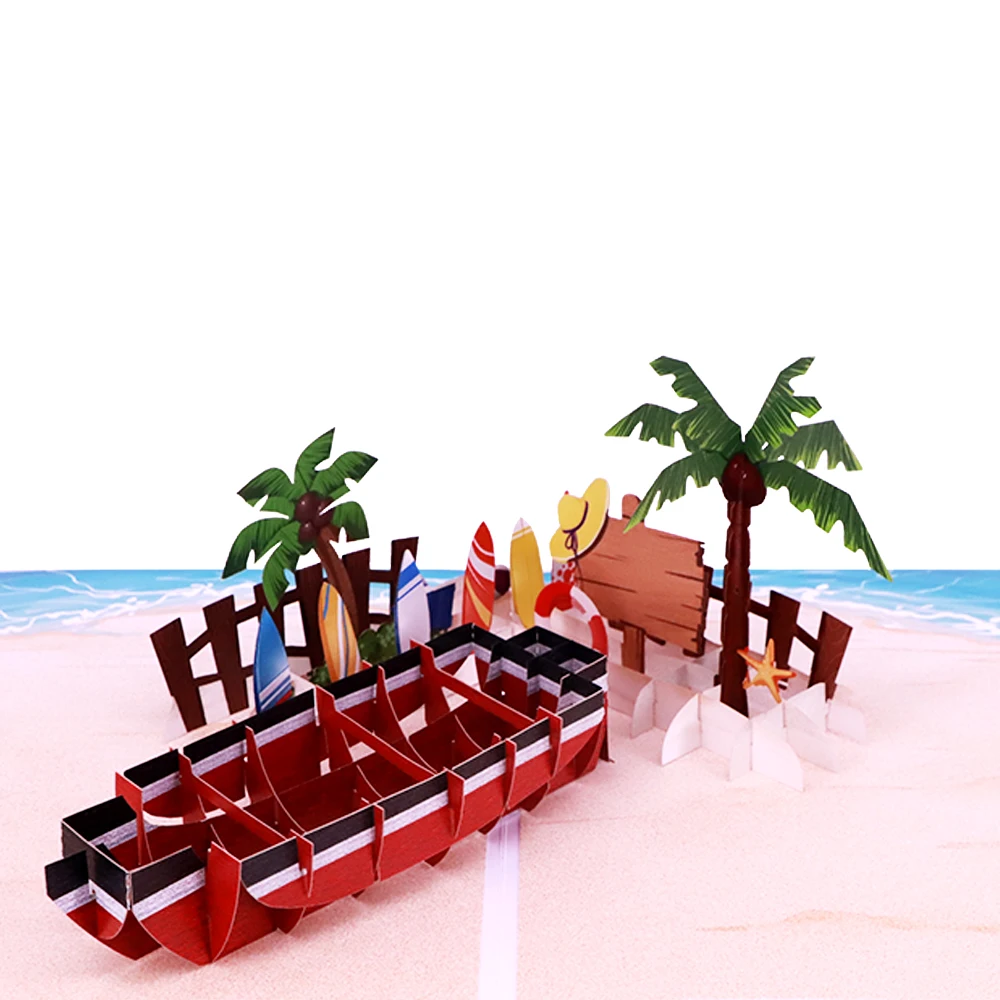 Winpsheng Personalized funny birthday gift pop up card wishes card boat 3d pop up card